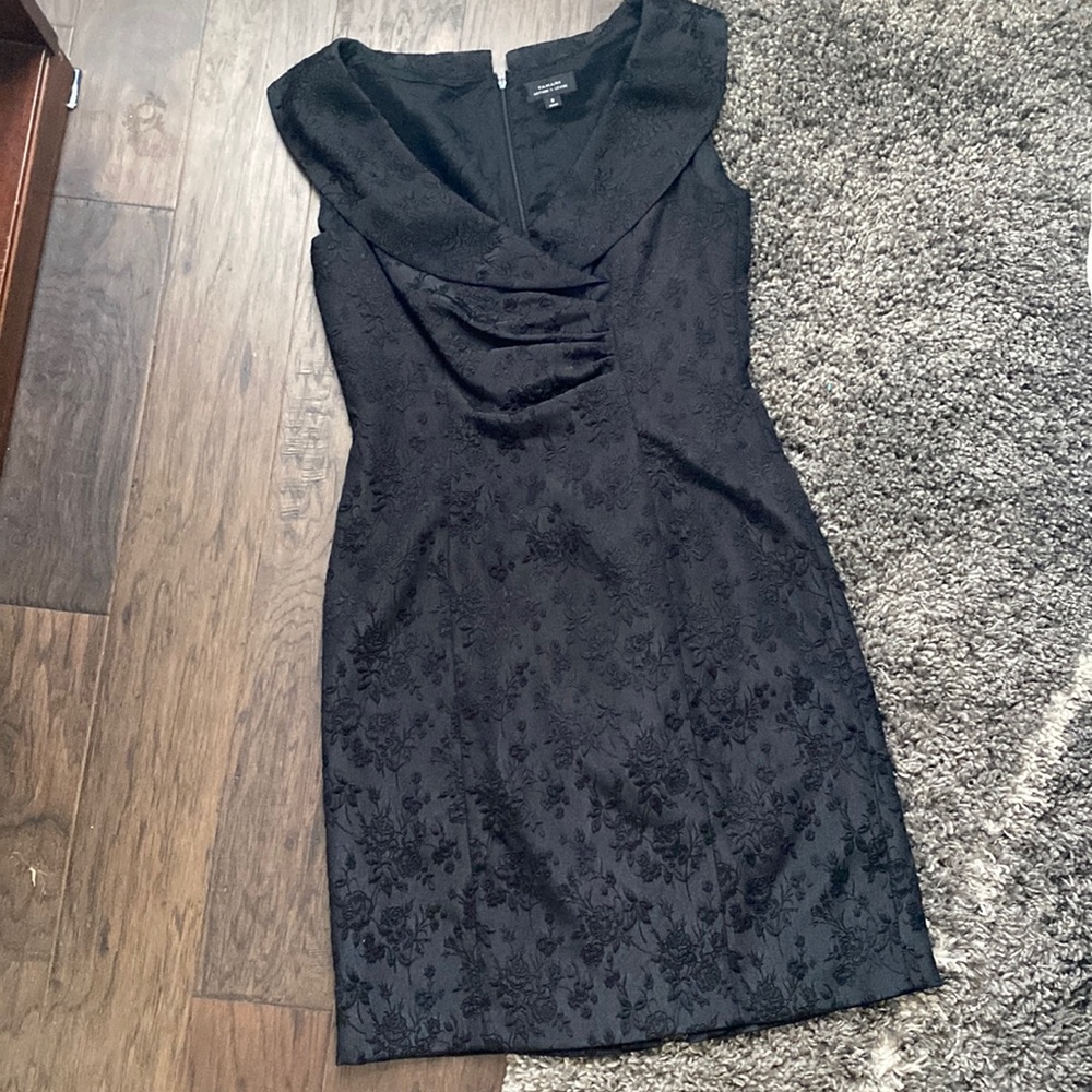 Tahari structured dress with floral embroidery